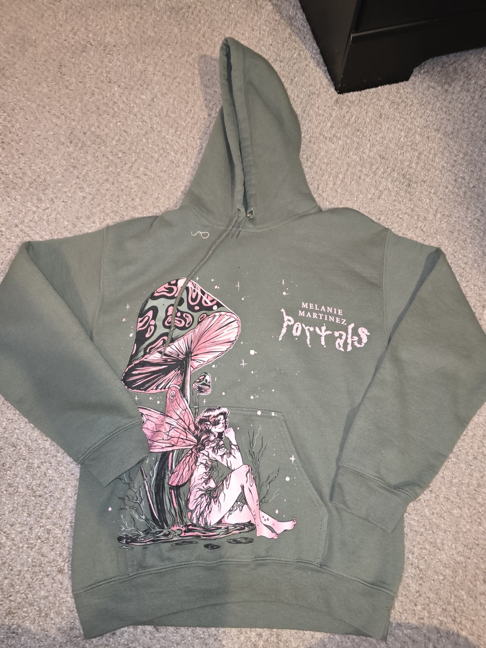 Melanie Martinez Portals Sage Green with Pink Graphic Pullover Hoodie Size Small